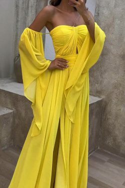 Coquette Aesthetic Yellow Waist Loose Dress - Y2K Fashion Statement Piece