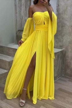 Coquette Aesthetic Yellow Waist Loose Dress - Y2K Fashion Statement Piece