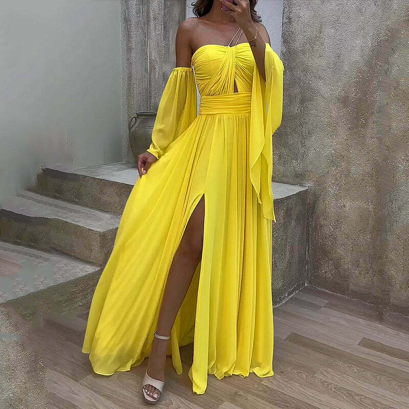 Coquette Aesthetic Yellow Waist Loose Dress - Y2K Fashion Statement Piece
