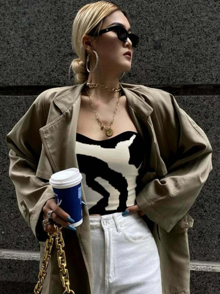 Coquette Aesthetic Zoe Stripes Tank Top - Y2K Fashion Grunge Style Cute Tops Past