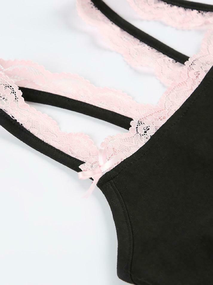 Coquette Lace-Trim Bodysuit: Y2K Fashion Staple - Grunge, Cute Tops, Pastel Goth, Cargo Skirt & Coquette Lace-Trim Bodysuit: Y2K Fashion Staple - Grunge, Cute Tops, Pastel Goth, Cargo Skirt &