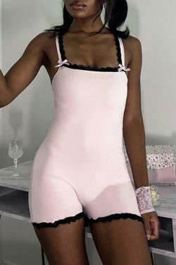 Coquette Lace-Trim Bodysuit: Y2K Fashion Staple - Grunge, Cute Tops, Pastel Goth, Cargo Skirt &