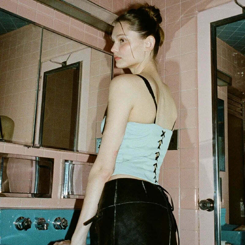 Coquette Lace Embrace: Y2K Fashion Top for Women - Grunge Aesthetic, Pastel Goth, Cute, and Comfy Coquette Lace Embrace: Y2K Fashion Top for Women - Grunge Aesthetic, Pastel Goth, Cute, and Comfy