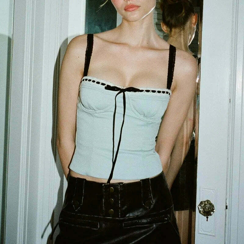 Coquette Lace Embrace: Y2K Fashion Top for Women - Grunge Aesthetic, Pastel Goth, Cute, and Comfy Coquette Lace Embrace: Y2K Fashion Top for Women - Grunge Aesthetic, Pastel Goth, Cute, and Comfy