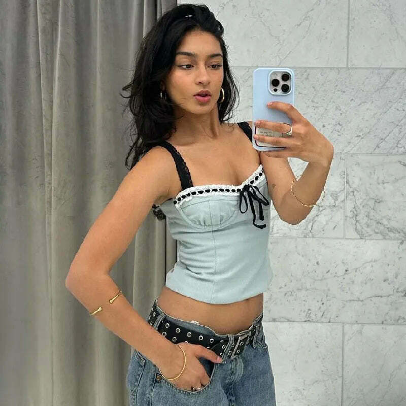 Coquette Lace Embrace: Y2K Fashion Top for Women - Grunge Aesthetic, Pastel Goth, Cute, and Comfy Coquette Lace Embrace: Y2K Fashion Top for Women - Grunge Aesthetic, Pastel Goth, Cute, and Comfy