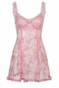 Coquette Lace Mini Dress: Y2K Aesthetic Grunge Style - Cute Pastel Goth Outfit
