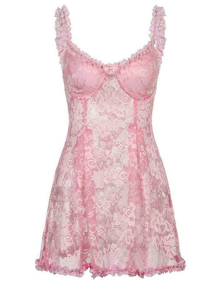 Coquette Lace Mini Dress: Y2K Aesthetic Grunge Style - Cute Pastel Goth Outfit Coquette Lace Mini Dress: Y2K Aesthetic Grunge Style - Cute Pastel Goth Outfit