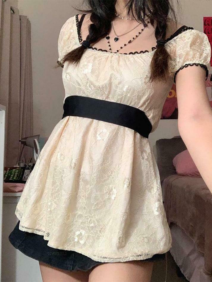 Coquette Lace Slim-Fit Top - Y2K Aesthetic Fashion Statement Coquette Lace Slim-Fit Top - Y2K Aesthetic Fashion Statement