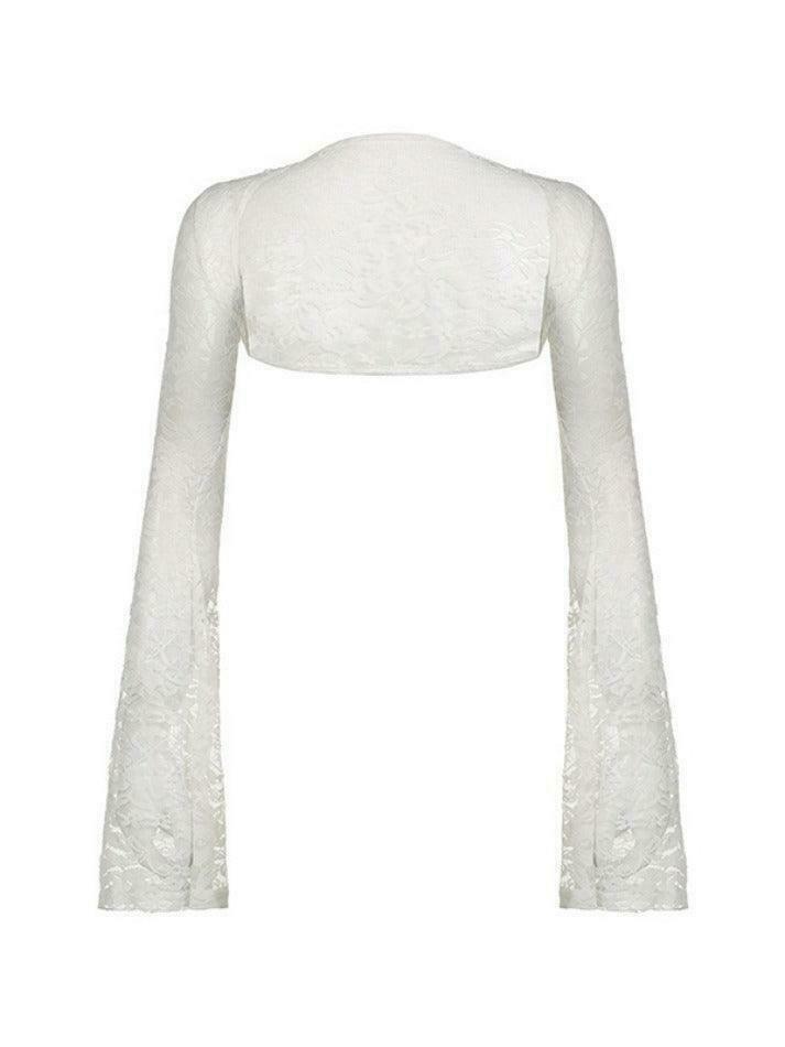 Coquette Lace Smock Shirt - Y2K Aesthetic Long Sleeve Top Coquette Lace Smock Shirt - Y2K Aesthetic Long Sleeve Top