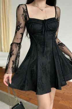 Coquette Lace Trumpet Dress: Y2K Aesthetic Fashion for Women