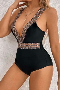 Coquette Lace V-Neck One-Piece Bikini: Y2K Fashion Swimwear for Women