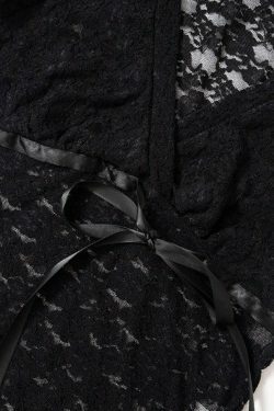 Coquette Lace V-Neck Tie-Up Blouse: Y2K Fashion with Grunge & Pastel Goth Vibes