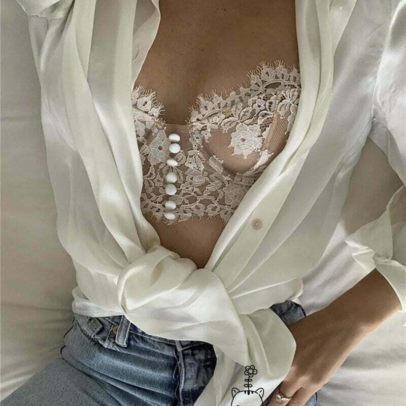 Coquette Serenade in Lace Cropped Cami - Y2K Fashion Aesthetic Tops for Women