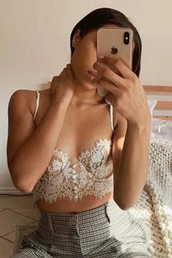 Coquette Serenade in Lace Cropped Cami - Y2K Fashion Aesthetic Tops for Women