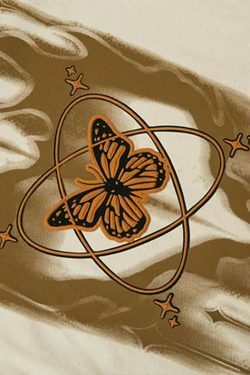 Cosmic Butterfly Graphic Tee - Y2K Fashion Aesthetic Top for Women - Coquette Style Grunge Outfit
