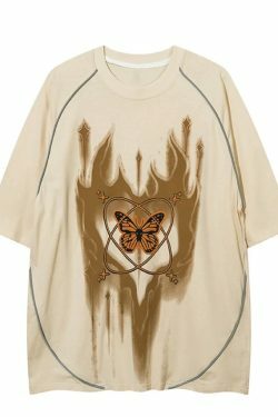 Cosmic Butterfly Graphic Tee - Y2K Fashion Aesthetic Top for Women - Coquette Style Grunge Outfit