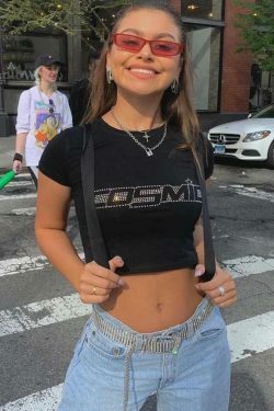 Cosmic Crystal Crop Top - Y2K Fashion with Coquette Aesthetic, Grunge Style, and Pastel Goth Vibes