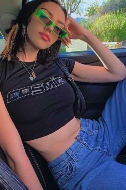 Cosmic Crystal Crop Top - Y2K Fashion with Coquette Aesthetic, Grunge Style, and Pastel Goth Vibes