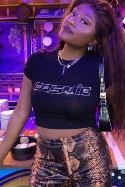 Cosmic Crystal Crop Top - Y2K Fashion with Coquette Aesthetic, Grunge Style, and Pastel Goth Vibes