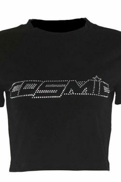 Cosmic Crystal Crop Top - Y2K Fashion with Coquette Aesthetic, Grunge Style, and Pastel Goth Vibes