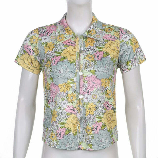 Cottagecore Aesthetic Floral Shirt - Y2K Fashion Women's Top