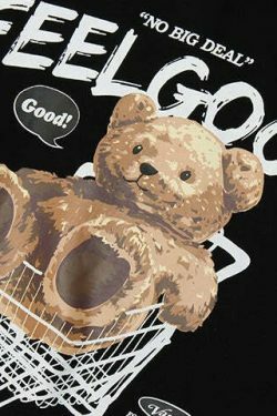 Cozy 'Feel Good' Teddybear Hoodie for Y2K Fashion Enthusiasts