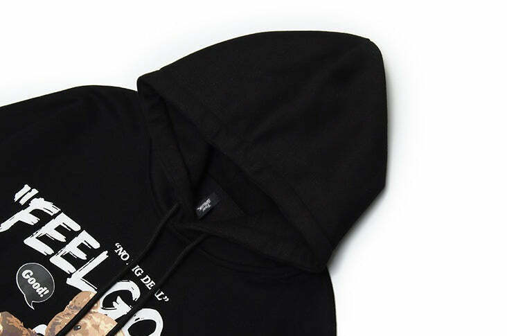 Cozy 'Feel Good' Teddybear Hoodie for Y2K Fashion Enthusiasts Cozy 'Feel Good' Teddybear Hoodie for Y2K Fashion Enthusiasts