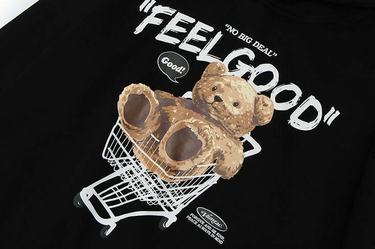 Cozy 'Feel Good' Teddybear Hoodie for Y2K Fashion Enthusiasts Cozy 'Feel Good' Teddybear Hoodie for Y2K Fashion Enthusiasts