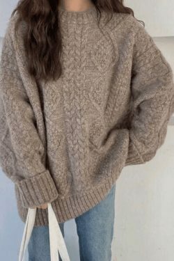Cozy Cable Knit Jumper: Y2K Aesthetic Sweater for Women - Grunge & Cottagecore Style