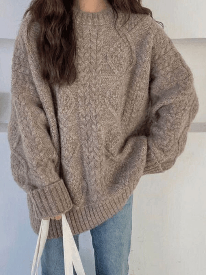 Cozy Cable Knit Jumper: Y2K Aesthetic Sweater for Women - Grunge & Cottagecore Style
