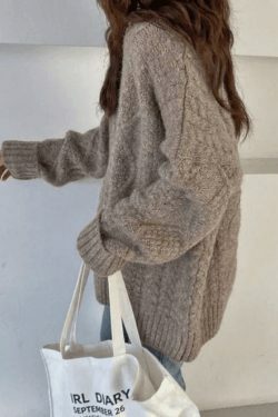 Cozy Cable Knit Jumper: Y2K Aesthetic Sweater for Women - Grunge & Cottagecore Style