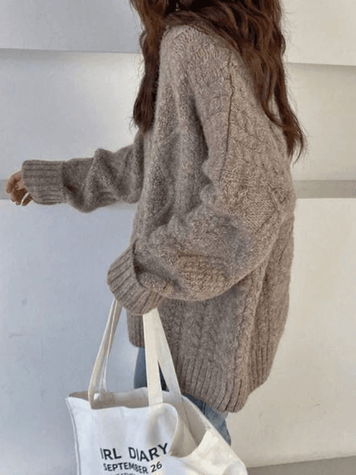 Cozy Cable Knit Jumper: Y2K Aesthetic Sweater for Women - Grunge & Cottagecore Style