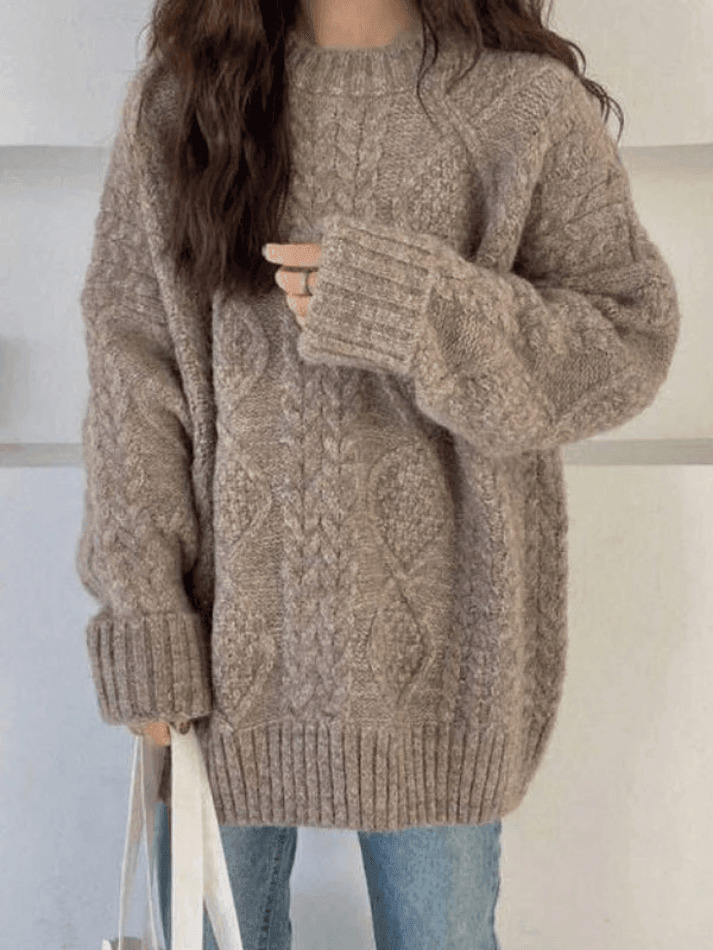Cozy Cable Knit Jumper: Y2K Aesthetic Sweater for Women - Grunge & Cottagecore Style