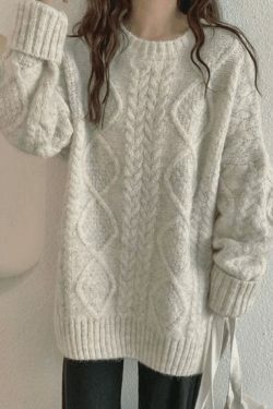 Cozy Cable Knit Jumper: Y2K Aesthetic Sweater for Women - Grunge & Cottagecore Style