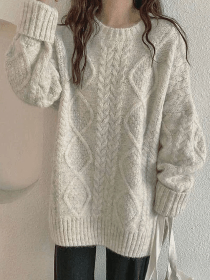 Cozy Cable Knit Jumper: Y2K Aesthetic Sweater for Women - Grunge & Cottagecore Style