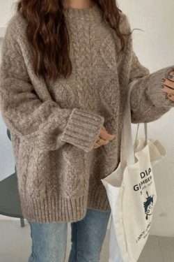 Cozy Cable Knit Jumper: Y2K Aesthetic Sweater for Women - Grunge & Cottagecore Style