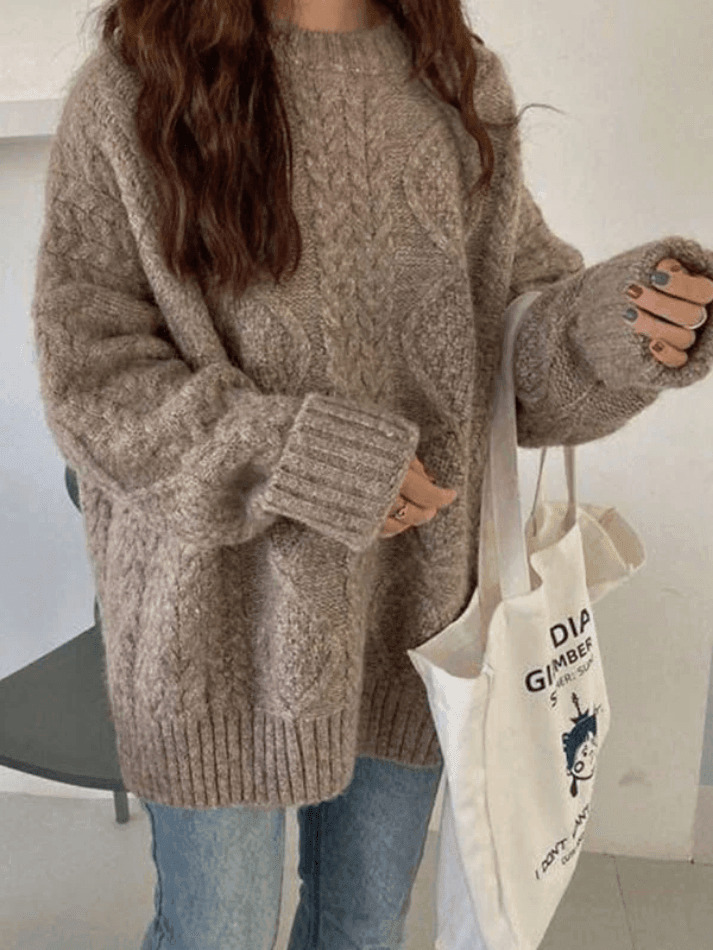 Cozy Cable Knit Jumper: Y2K Aesthetic Sweater for Women - Grunge & Cottagecore Style