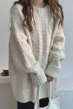 Cozy Cable Knit Jumper: Y2K Aesthetic Sweater for Women - Grunge & Cottagecore Style