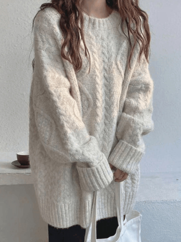 Cozy Cable Knit Jumper: Y2K Aesthetic Sweater for Women - Grunge & Cottagecore Style