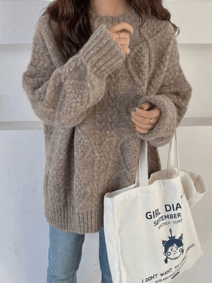 Cozy Cable Knit Jumper: Y2K Aesthetic Sweater for Women - Grunge & Cottagecore Style