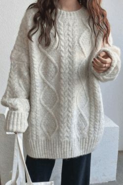 Cozy Cable Knit Jumper: Y2K Aesthetic Sweater for Women - Grunge & Cottagecore Style