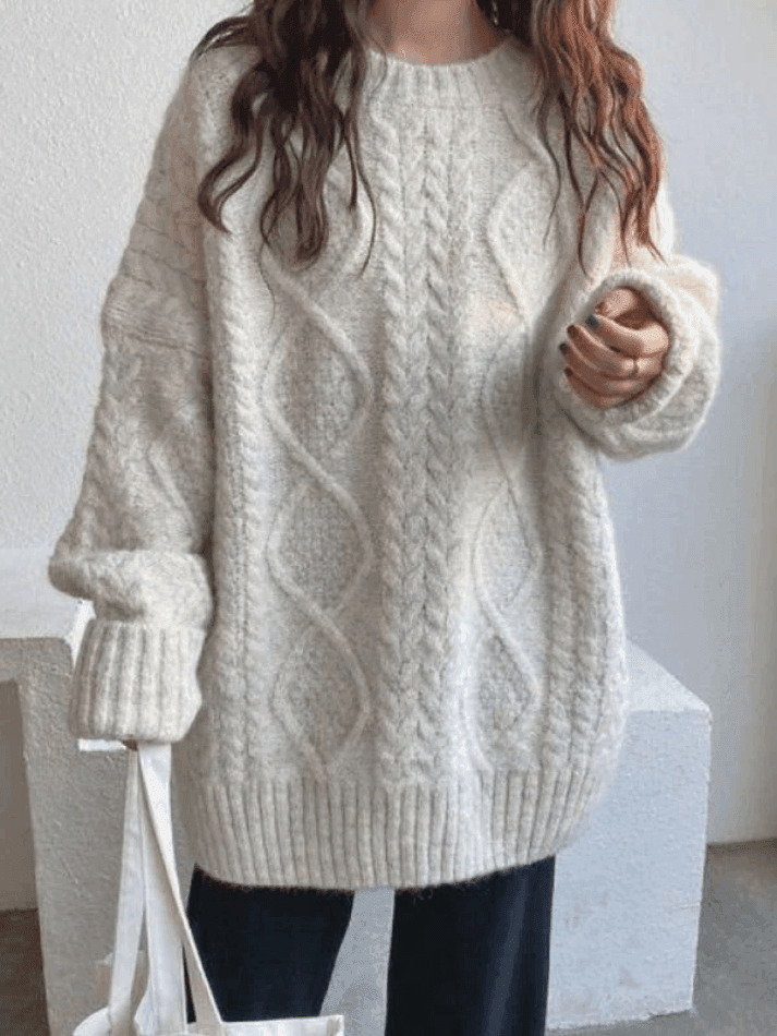 Cozy Cable Knit Jumper: Y2K Aesthetic Sweater for Women - Grunge & Cottagecore Style
