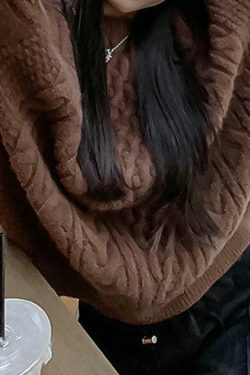 Cozy Cable Knit Pullover Sweater for Y2K Fashion with Grunge & Coquette Aesthetic