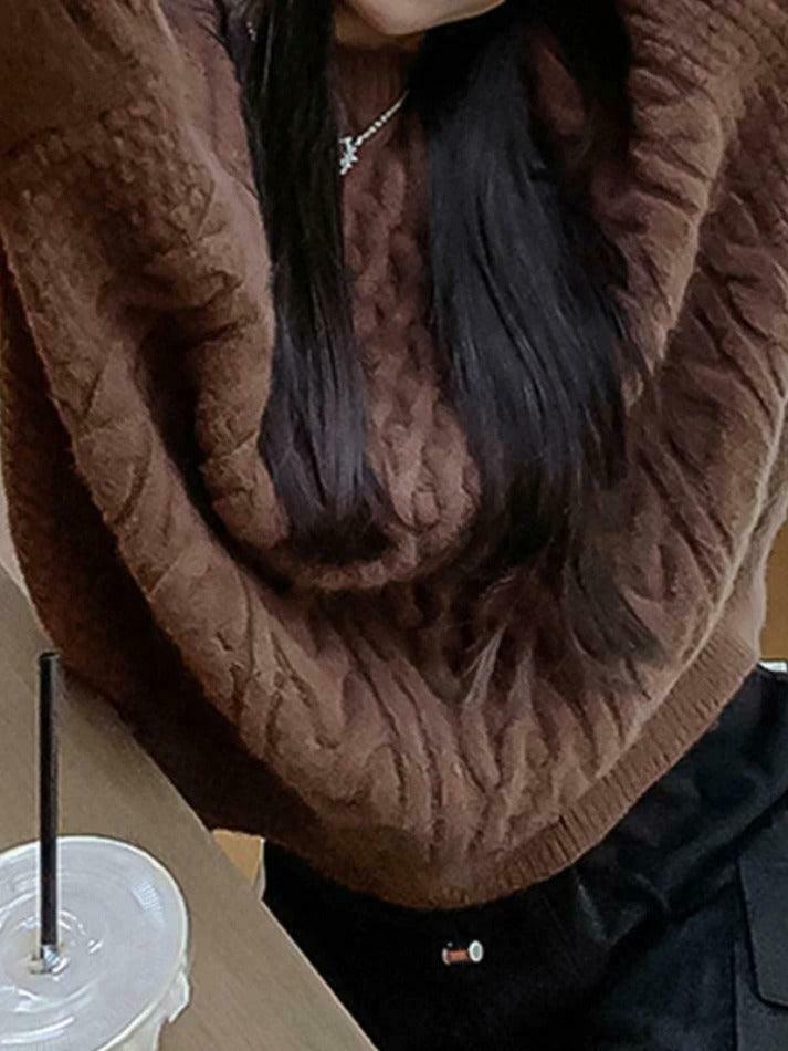 Cozy Cable Knit Pullover Sweater for Y2K Fashion with Grunge & Coquette Aesthetic