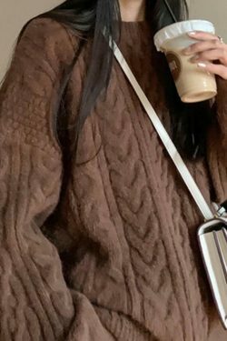 Cozy Cable Knit Pullover Sweater for Y2K Fashion with Grunge & Coquette Aesthetic