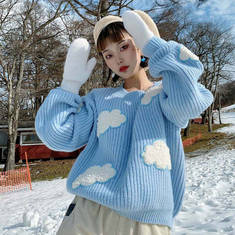 Cozy Clouds Pullover: Y2K Aesthetic Hoodie - Grunge, Cute Tops, Pastel Goth & More