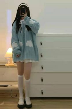 Cozy Clouds Pullover: Y2K Aesthetic Hoodie - Grunge, Cute Tops, Pastel Goth & More