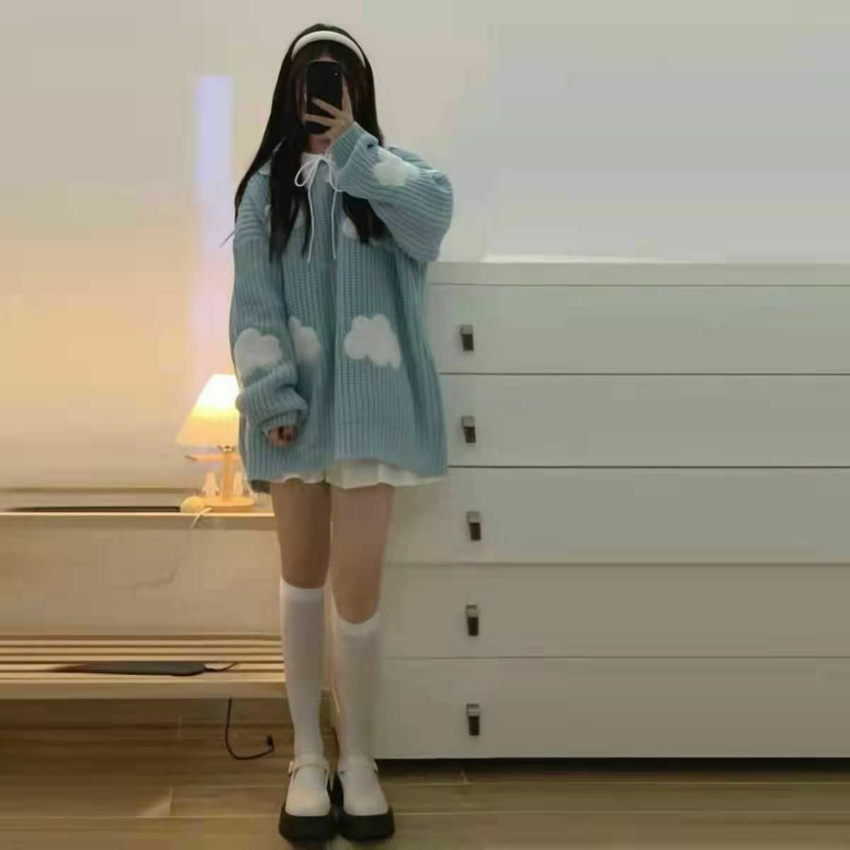 Cozy Clouds Pullover: Y2K Aesthetic Hoodie - Grunge, Cute Tops, Pastel Goth & More