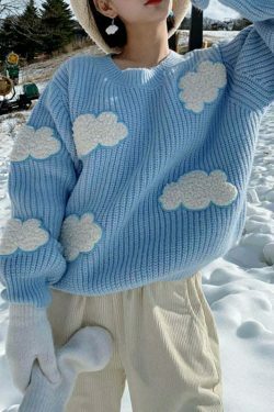 Cozy Clouds Pullover: Y2K Aesthetic Hoodie - Grunge, Cute Tops, Pastel Goth & More