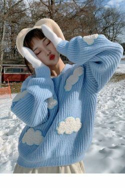 Cozy Clouds Pullover: Y2K Aesthetic Hoodie - Grunge, Cute Tops, Pastel Goth & More